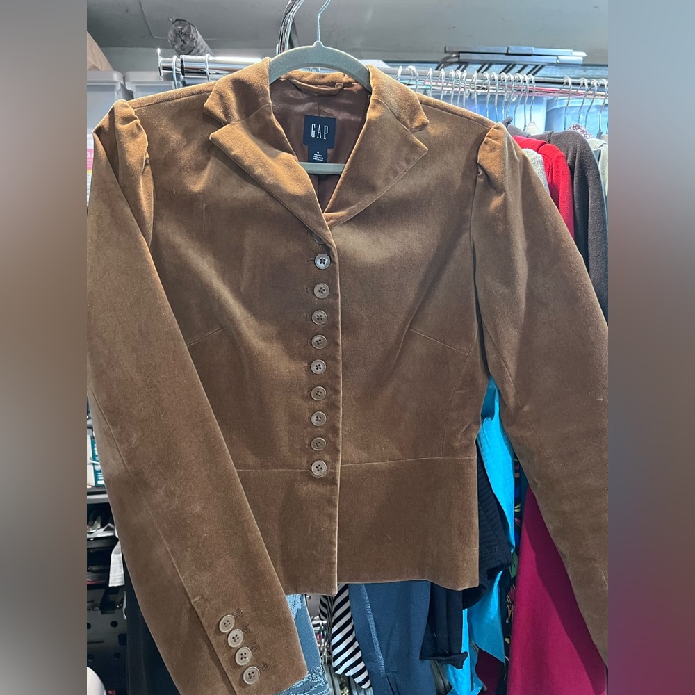 GAP Women's Golden Brown (Caramel) Velvet Blazer